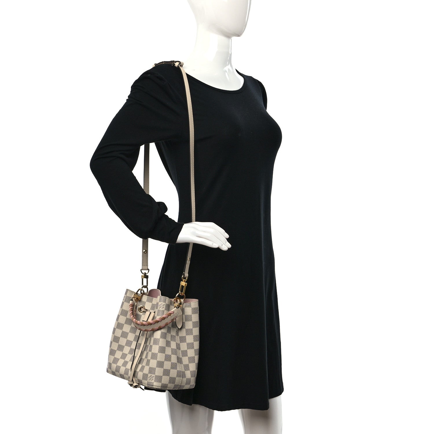 Louis Vuitton Damier Azur Braided Neonoe BB Pink 2 of 10