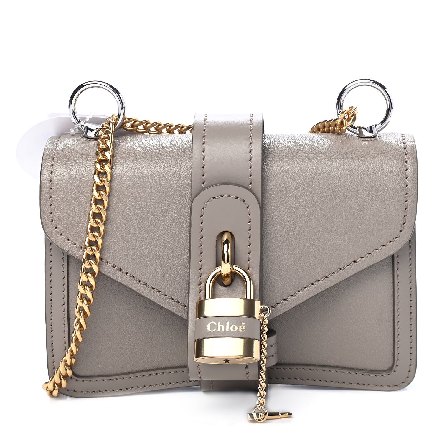 Chloe Shiny Goatskin Calfskin Aby Chain Shoulder Bag Motty Grey 1 of 9
