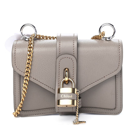 Chloe Shiny Goatskin Calfskin Aby Chain Shoulder Bag Motty Grey 1 of 9