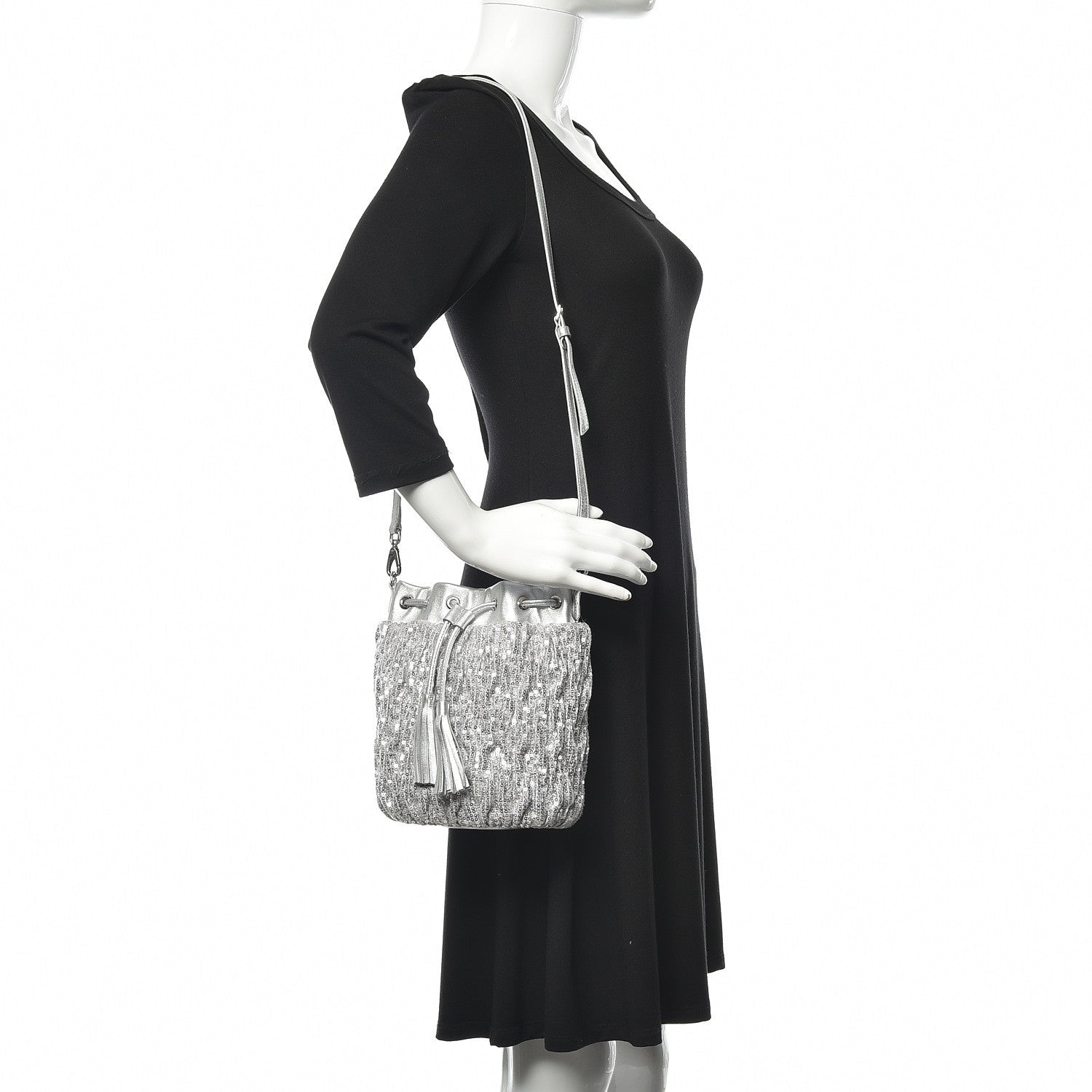 Miu Miu Paillettes Mate Bucket Bag Argento 2 of 9