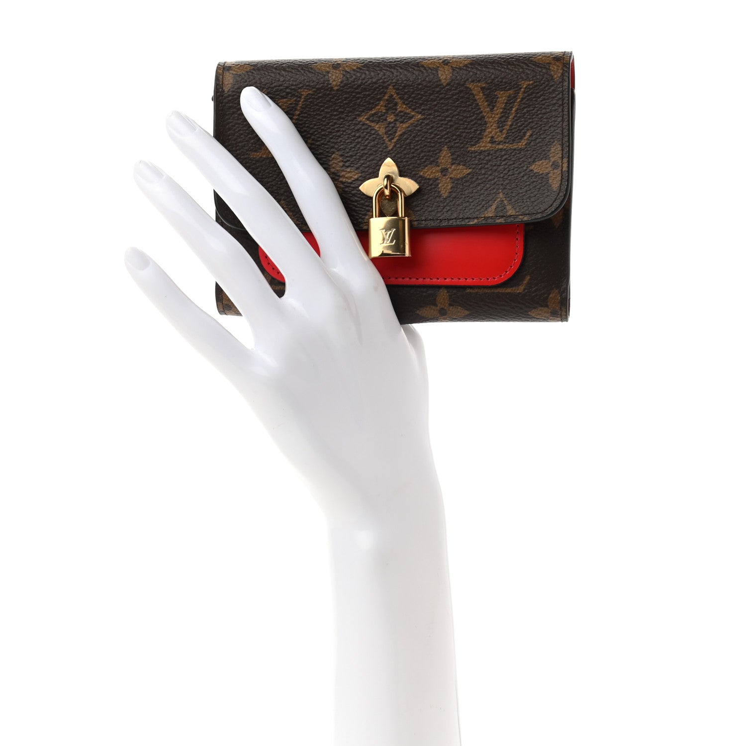 Louis Vuitton Monogram Flower Lock Compact Wallet Coquelicot 2 of 7