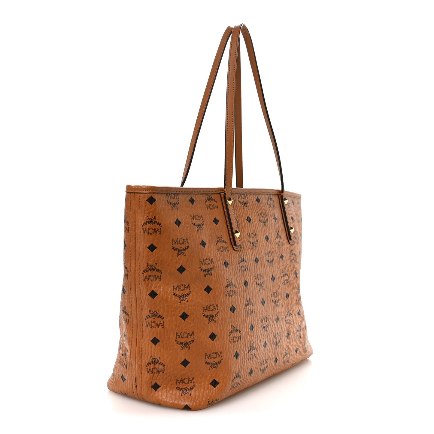 Visetos Medium Anya Top Zip Shopper Tote Cognac