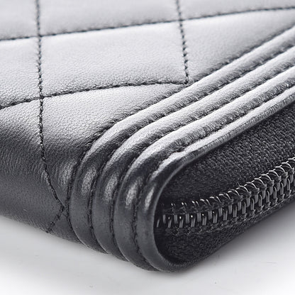 Chanel Lambskin Quilted Boy Zip Around Wallet Black 6 of 10