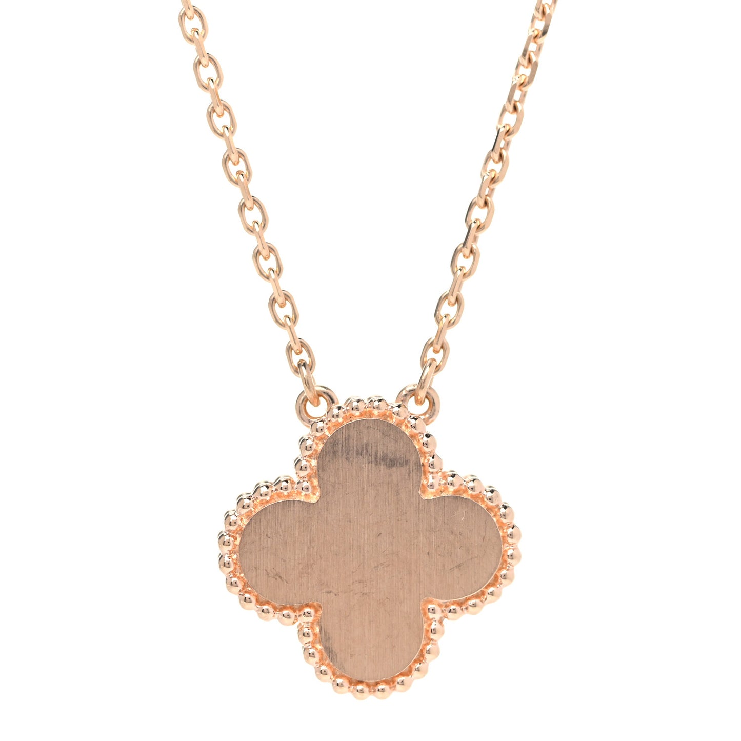 18K Rose Gold Diamond Carnelian Vintage Alhambra Pendant Necklace