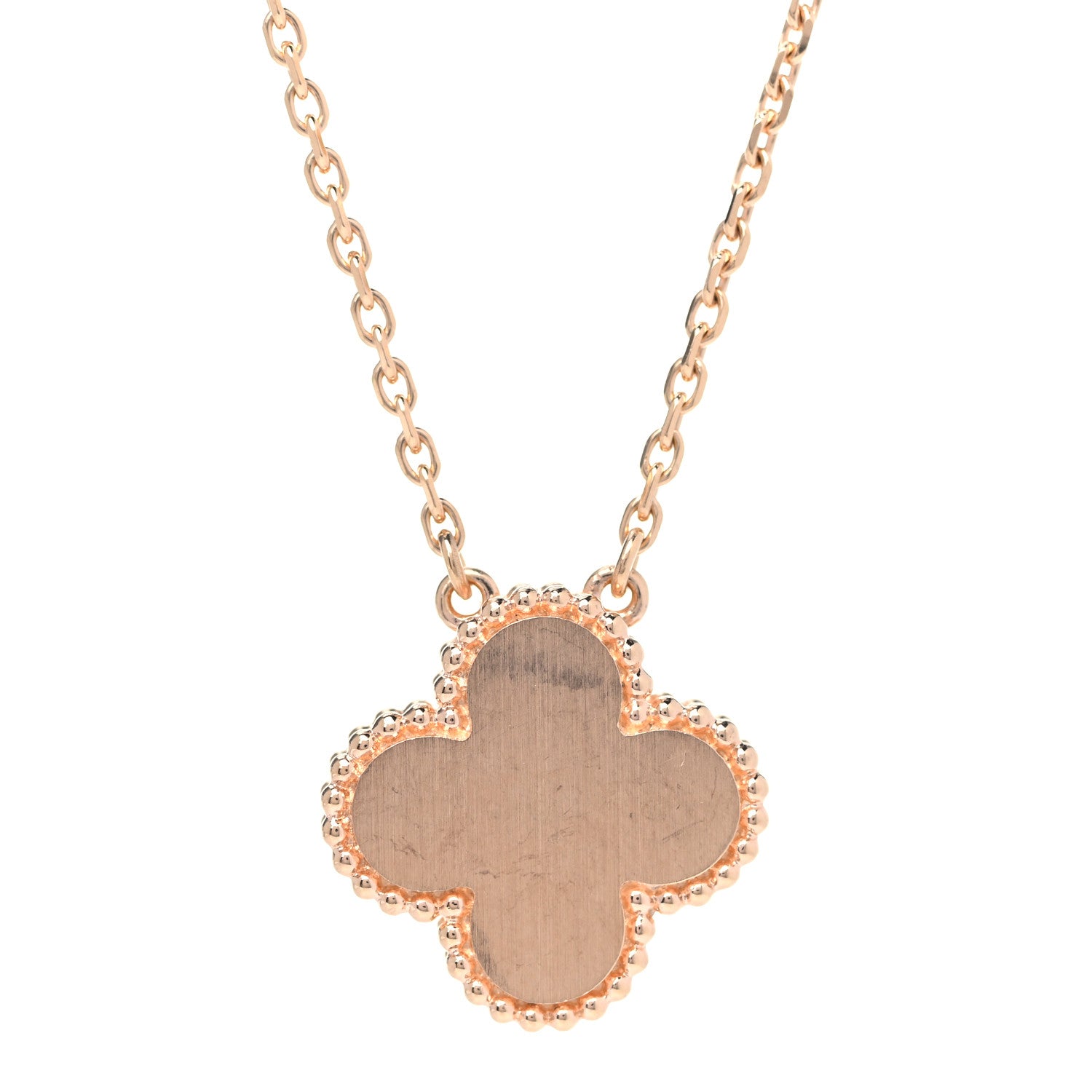 Van Cleef & Arpels 18K Rose Gold Diamond Carnelian Vintage Alhambra Pendant Necklace 5 of 7