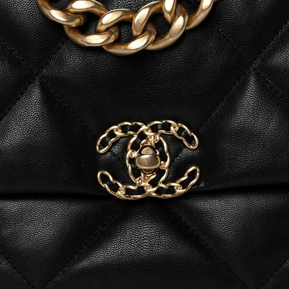 Chanel Goatskin Quilted Large Chanel 19 Flap Black 10 of 13