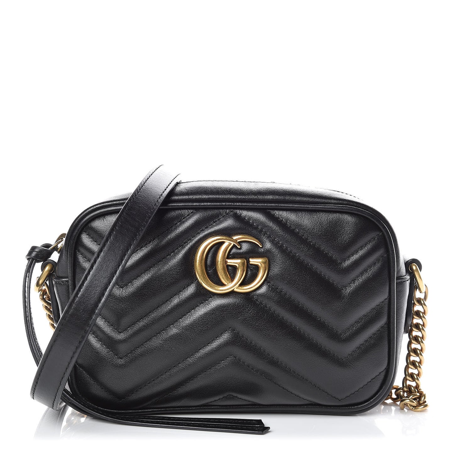 Calfskin Matelasse Mini GG Marmont Chain Shoulder Bag Black