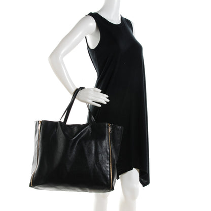 Celine Smooth Lambskin Horizontal Zipper Gusset Cabas Black 2 of 8
