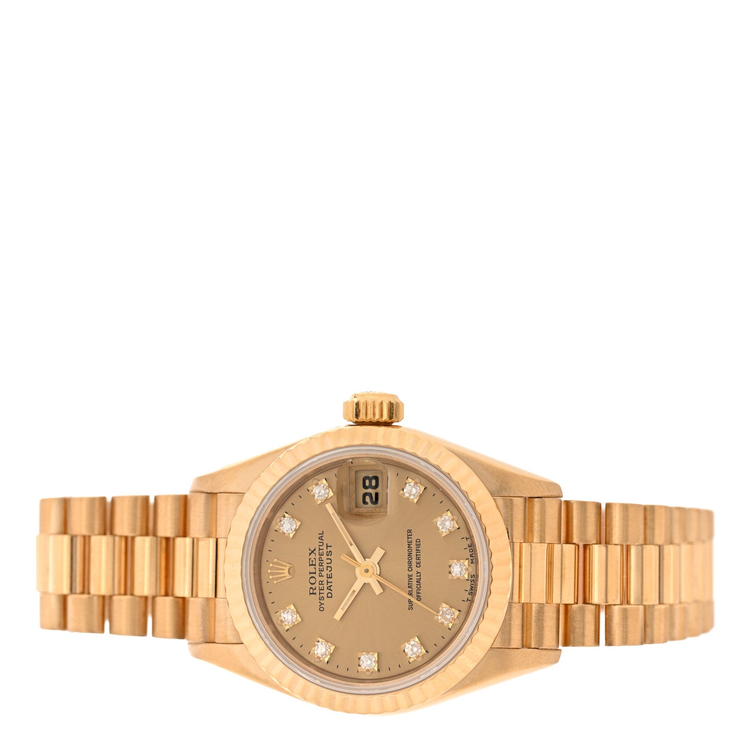 Rolex 18K Yellow Gold Diamond 26mm Datejust President Watch Champagne 69178 2 of 5