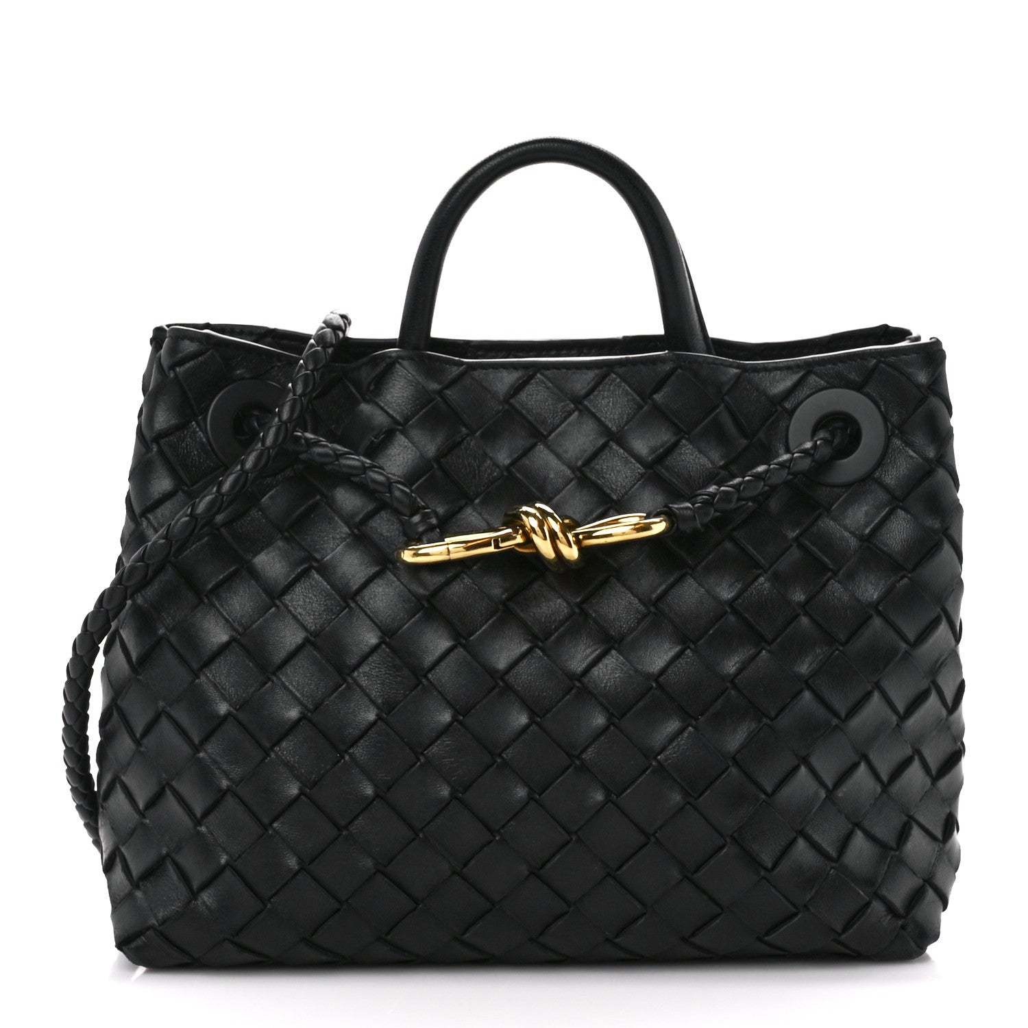 Bottega Veneta Nappa Intrecciato Small Andiamo Shoulder Bag Black 1 of 9