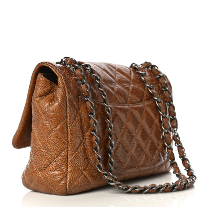 Chanel Crinkled Patent Quilted Jumbo Single Flap Beige 2 of 9