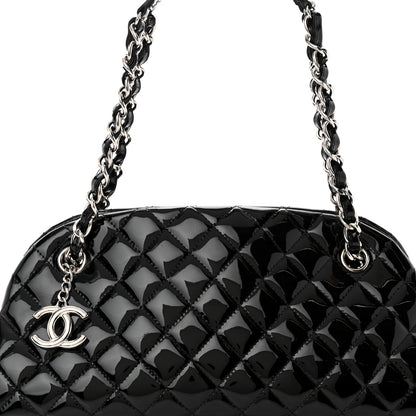 Chanel Patent Quilted Medium Just Mademoiselle Bowling Bag Black 8 of 12