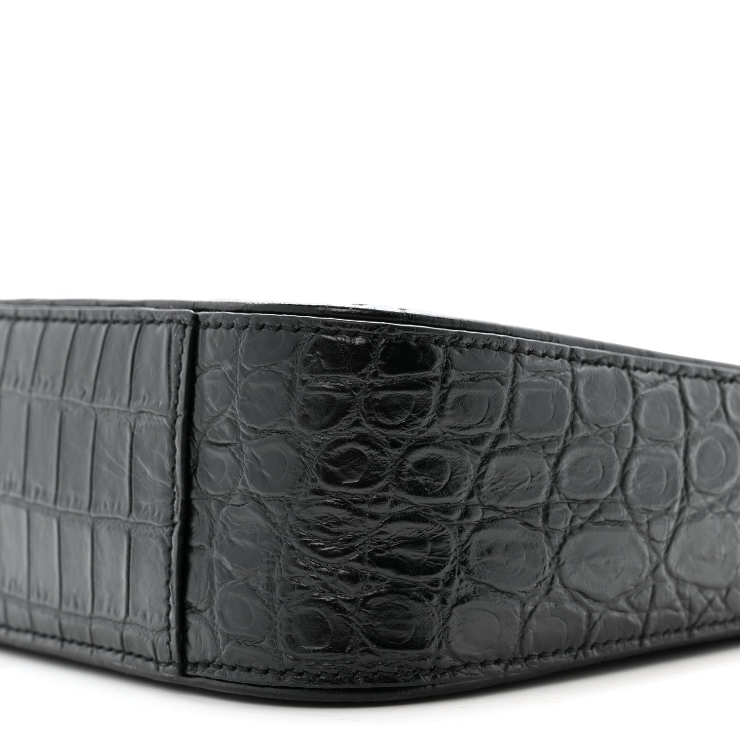 Saint Laurent Calfskin Crocodile Embossed Le 5 A 7 Hobo Black 10 of 13