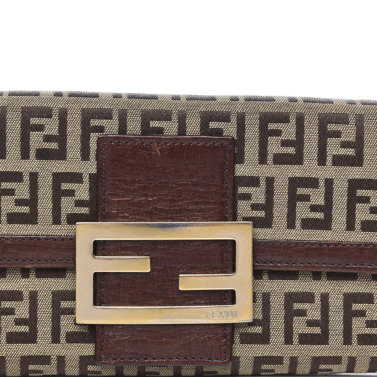 Fendi Zucchino Vitello Continental Wallet Mogano Panna Bruciato 9 of 10