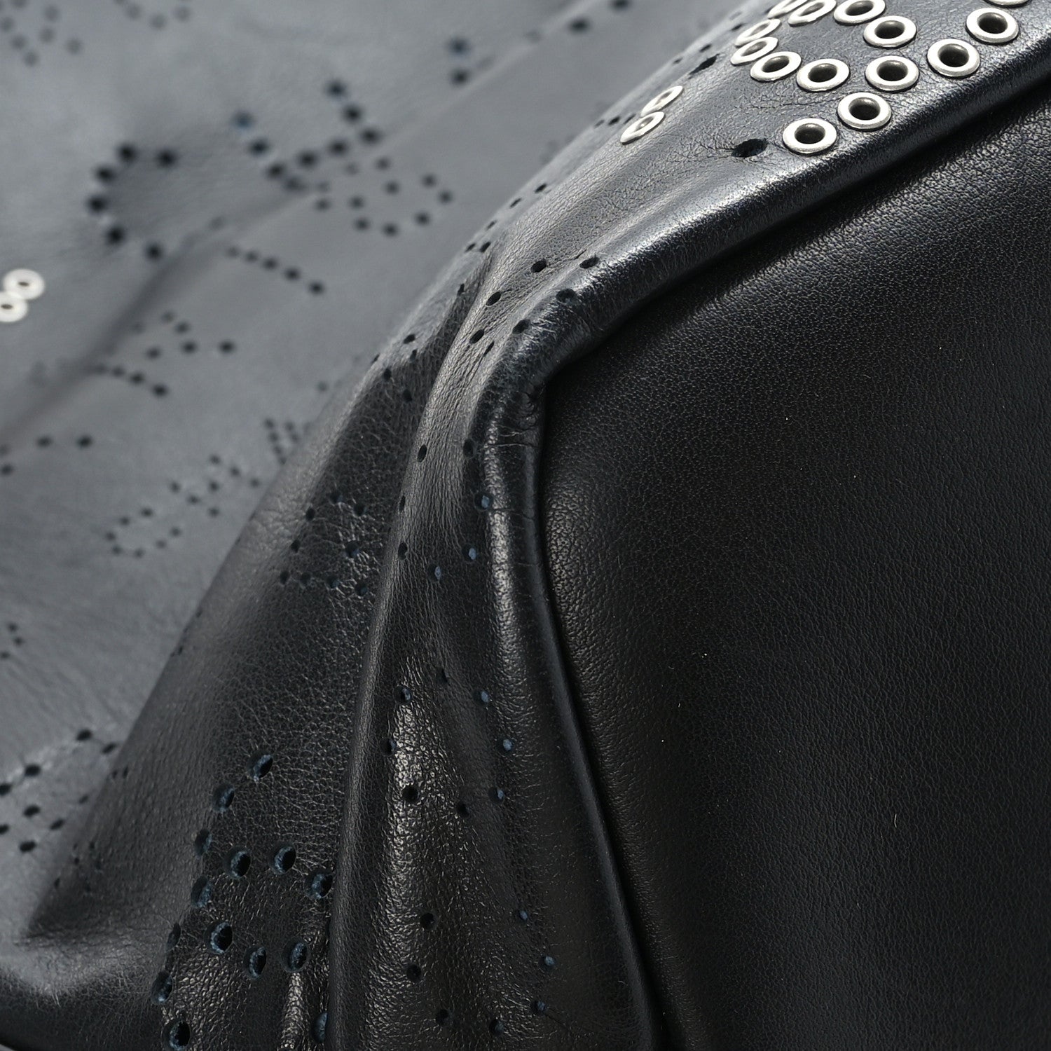 Chanel Calfskin Tweed Small Logo Eyelets Shopping Tote Black 11 of 12