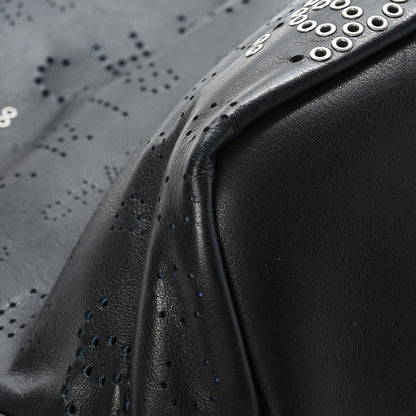 Chanel Calfskin Tweed Small Logo Eyelets Shopping Tote Black 11 of 12