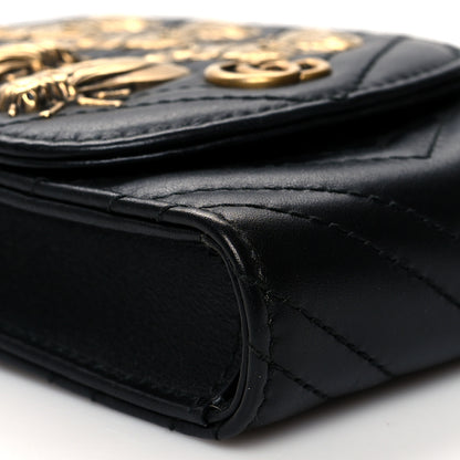 Gucci Calfskin Matelasse Animal Studs GG Marmont Belt Pouch Bag Black 8 of 9