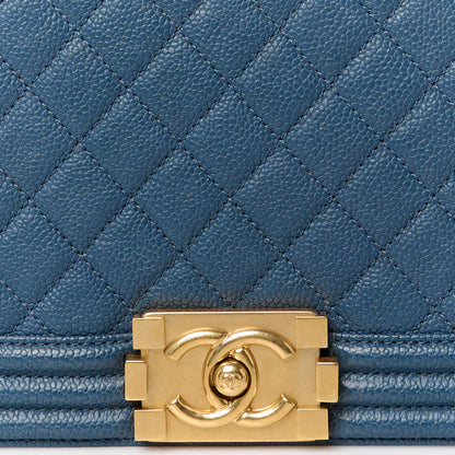 Chanel Caviar Quilted New Medium Boy Flap Dark Navy Blue 8 of 10