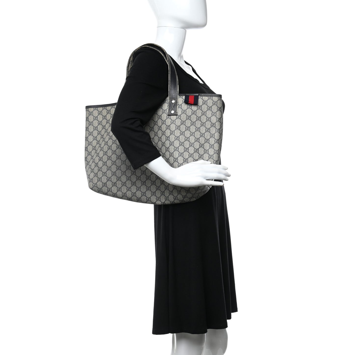 GG Plus Monogram Medium Signature Web Loop Tote Navy