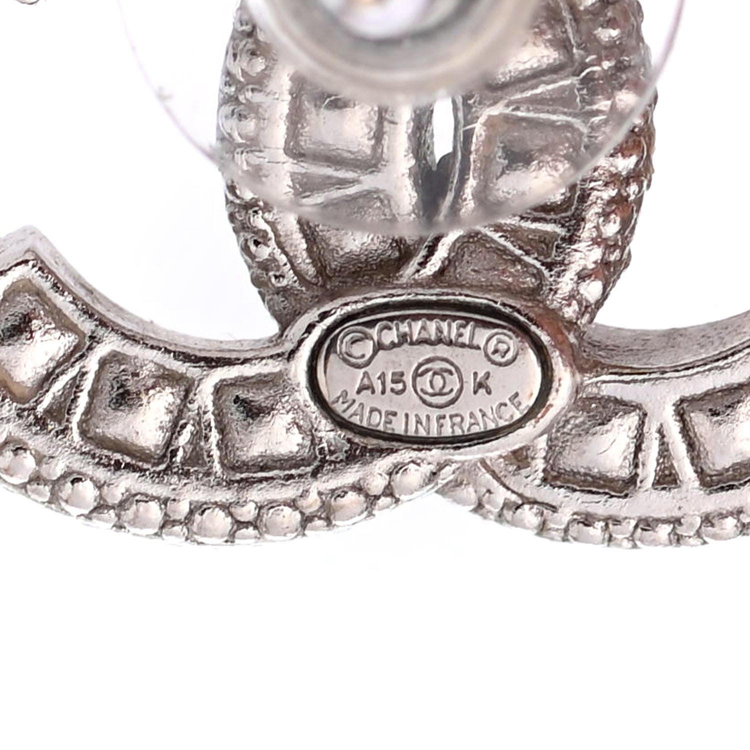 Chanel Baguette Crystal CC Earrings Silver Black 4 of 4