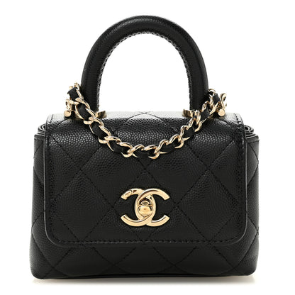 Chanel Caviar Quilted Nano Coco Handle Clutch With Chain Black 1 of 11