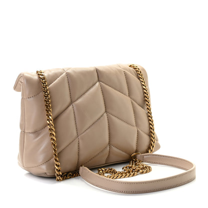 Saint Laurent Lambskin Quilted Toy Loulou Puffer Monogram Chain Satchel Nude Powder 2 of 6