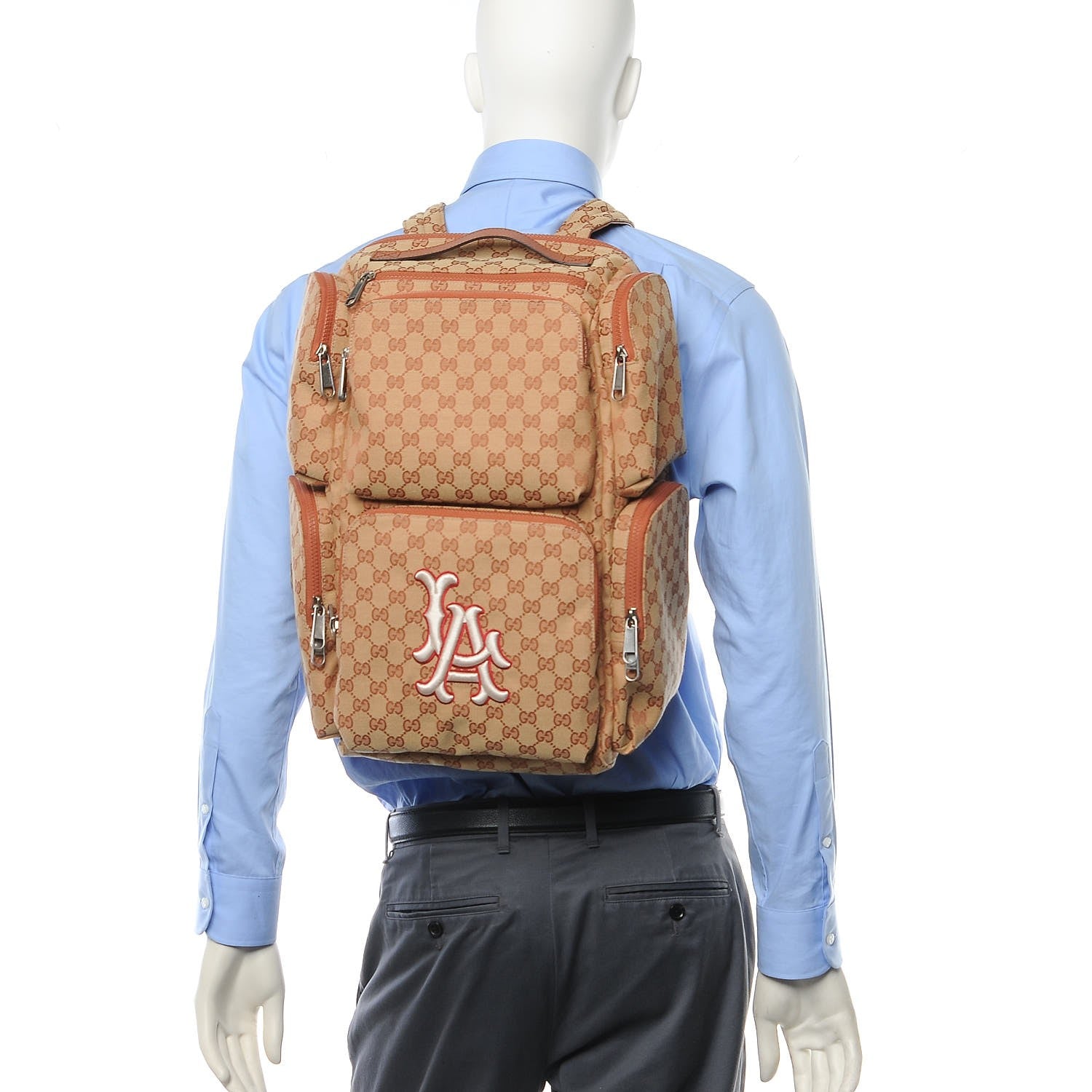 Gucci X MLB GG Monogram LA Dodgers Large Backpack Beige Ruggine Ivory 2 of 10