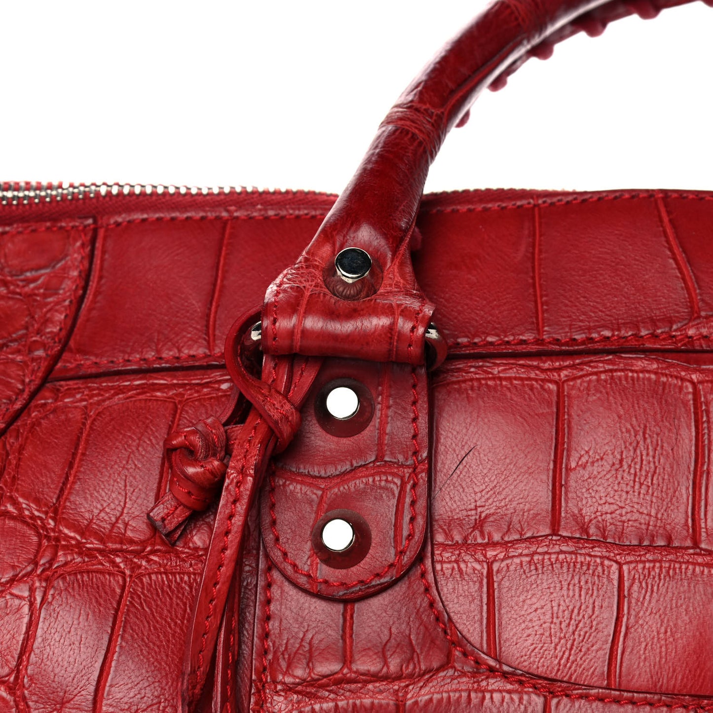 Crocodile Classic Silver Hardware Work Red