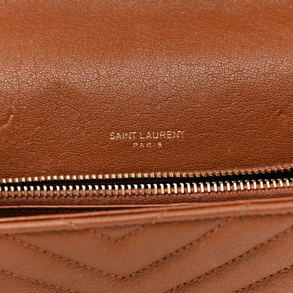 Saint Laurent Sheepskin Matelasse Chevron Monogram Medium College Bag Brick 6 of 11