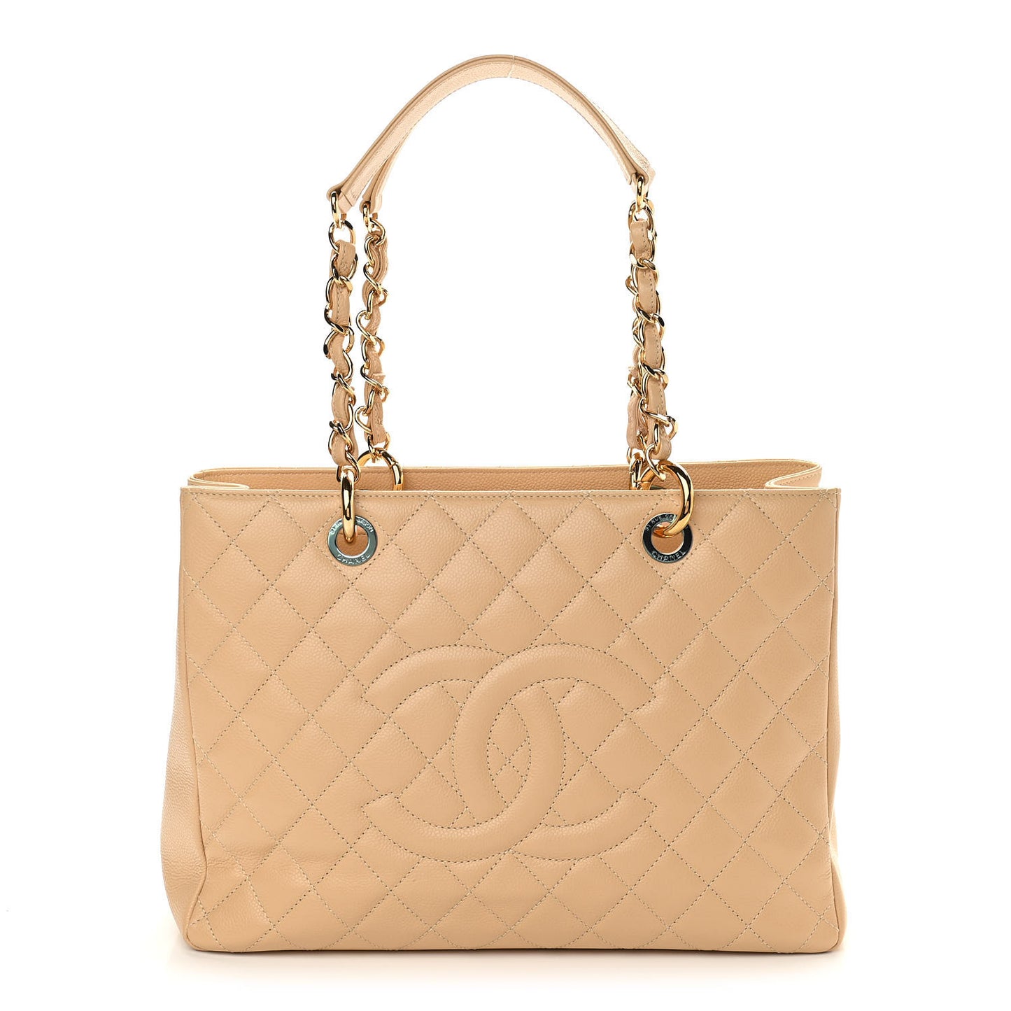 Caviar Quilted Grand Shopping Tote GST Beige Clair