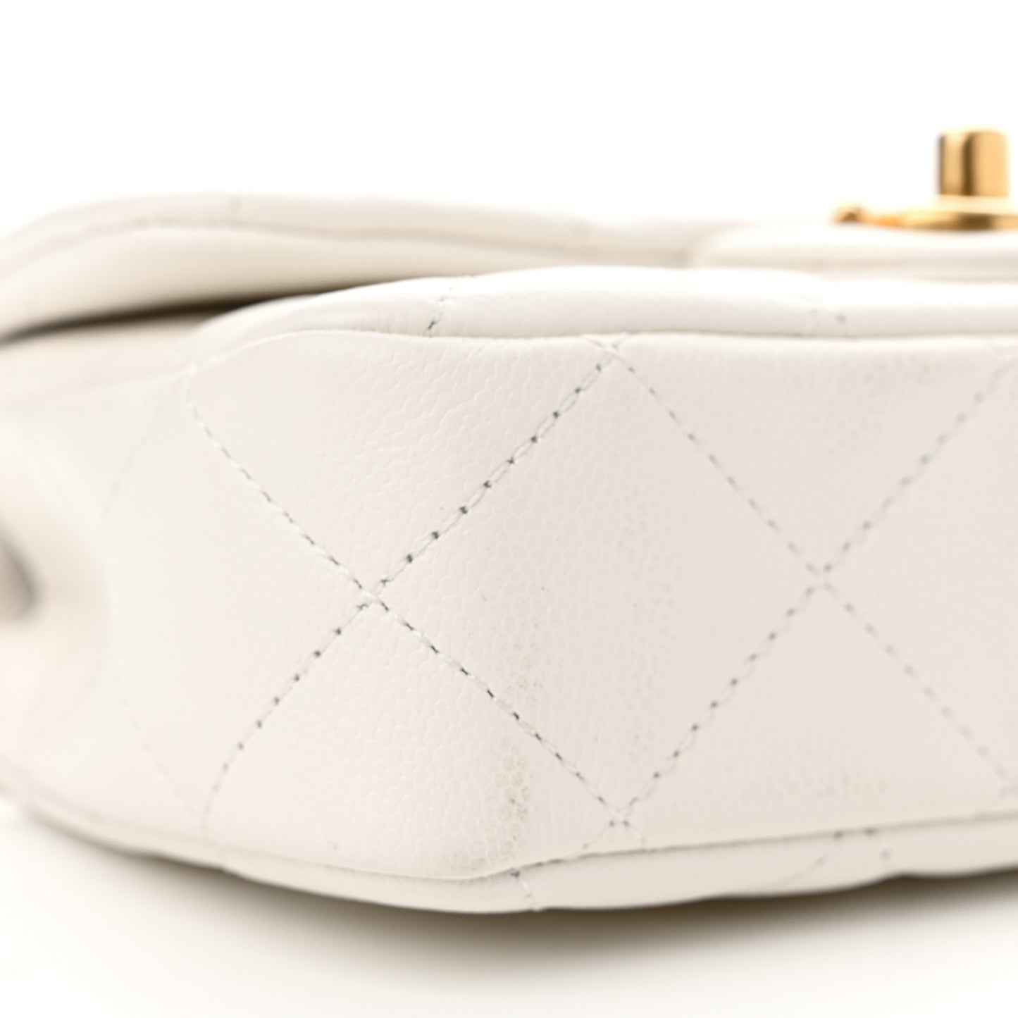Caviar Quilted Mini Sweetheart Rectangular Flap White
