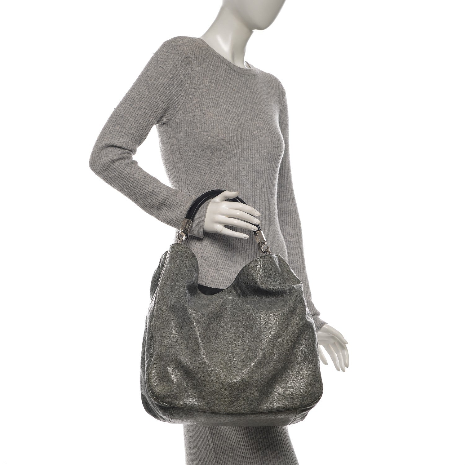 Saint Laurent Stingray Embossed Large Roady Silver 2 of 8