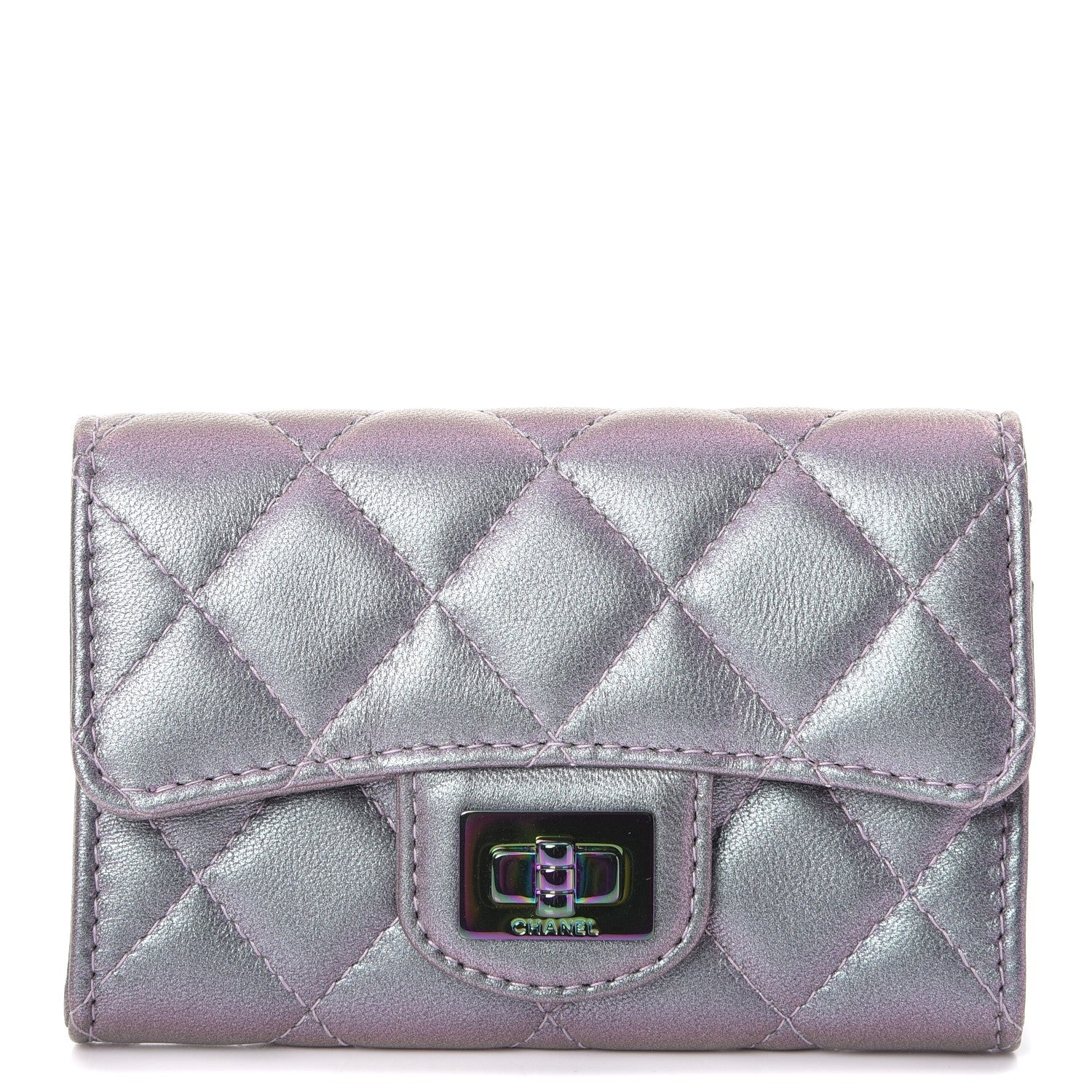 Chanel Iridescent Lambskin Quilted Reissue Flap Card Holder Light Purple 1 of 9