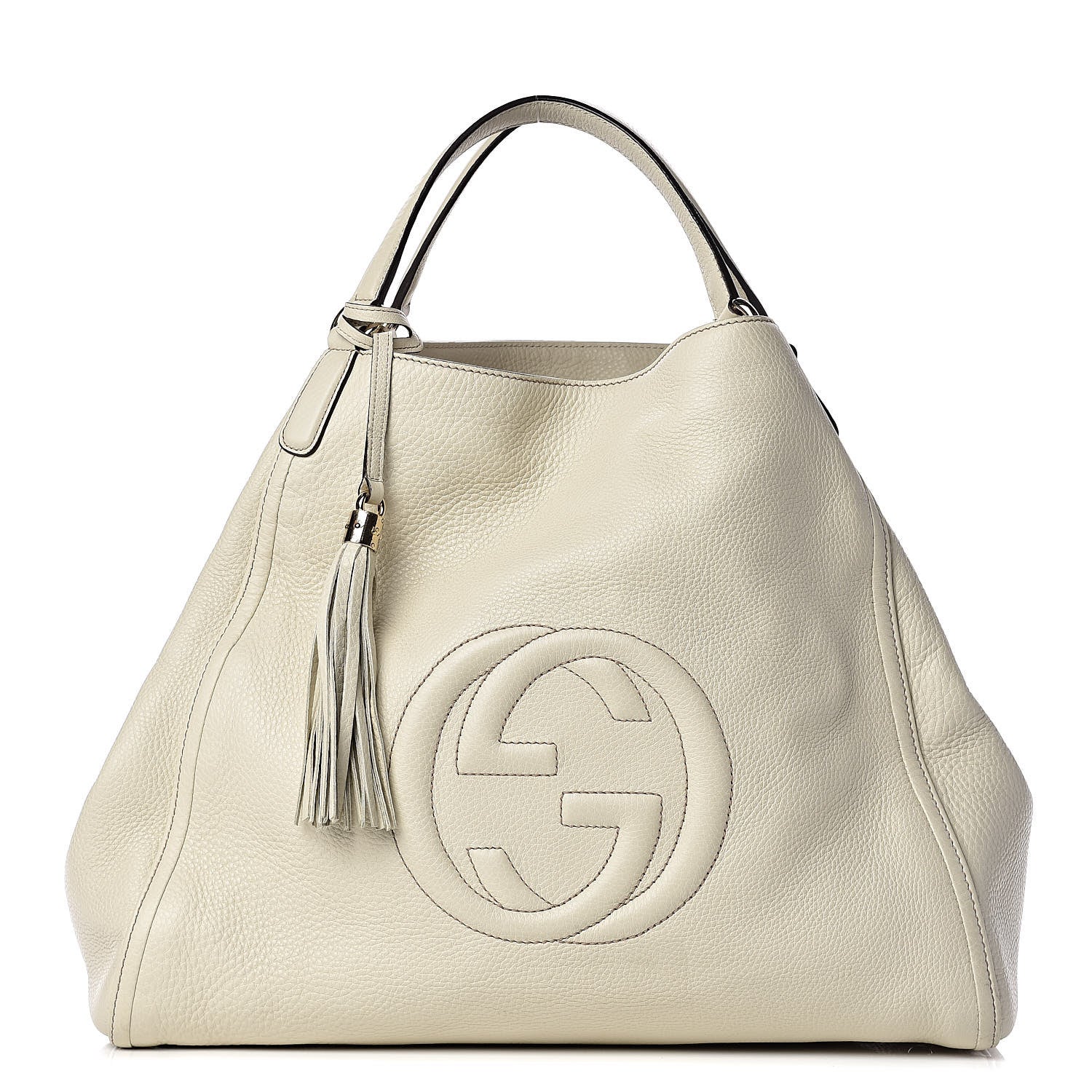Gucci Pebbled Calfskin Large Soho Shoulder Bag Off White 1 of 10