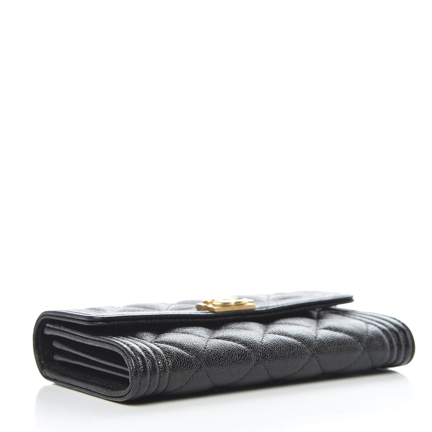Caviar Quilted Medium Boy Flap Wallet Black