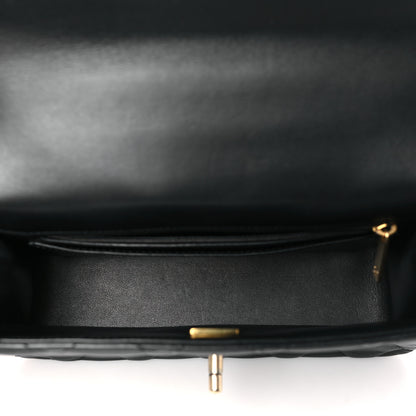 Chanel Lambskin Metal Quilted Twist Top Handle Flap With Chain Black 5 of 10