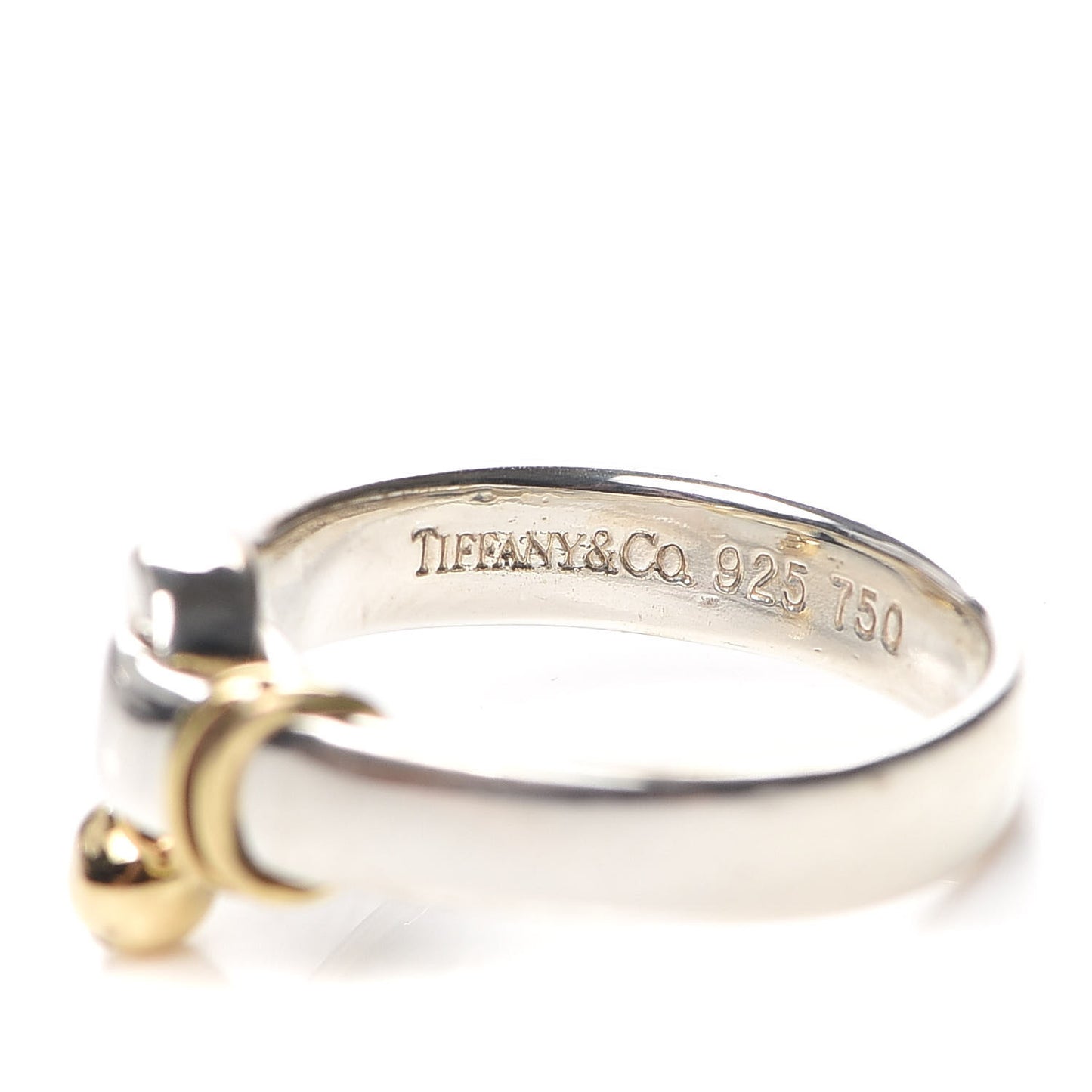 Sterling Silver 18K Yellow Gold Hook Ring 54 6.75