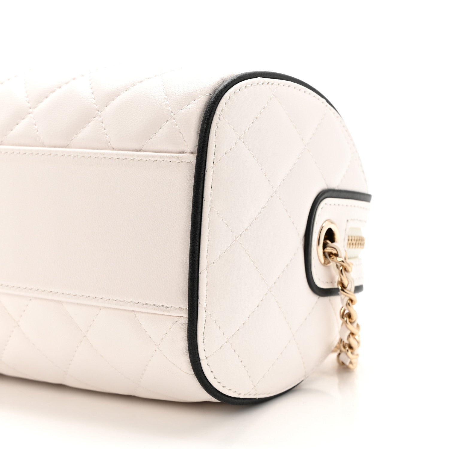 Chanel Lambskin Quilted Barrel Clutch With Chain White 10 of 11