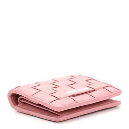 Miu Miu Nappa Intreccio Bi-Fold Compact Wallet Rosa 4 of 11