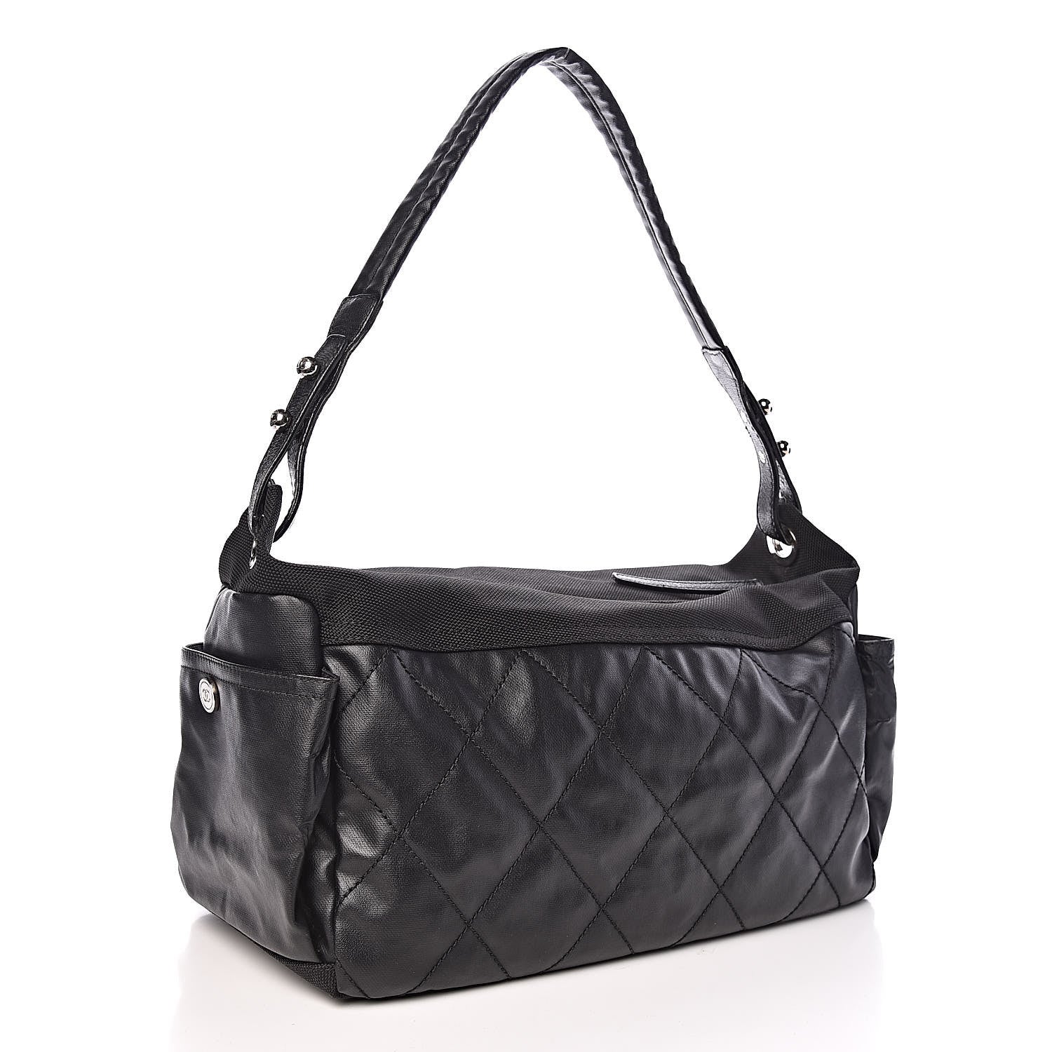 Chanel Coated Canvas Paris Biarritz Hobo Black 3 of 10