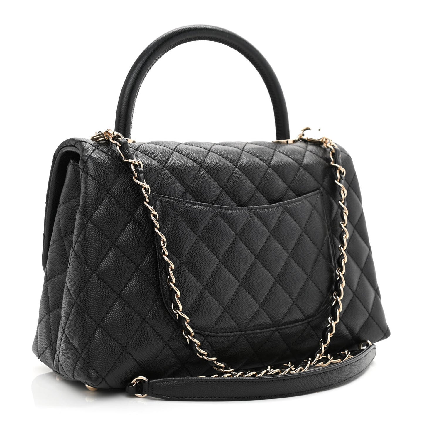 Caviar Quilted Small Coco Handle Flap Black