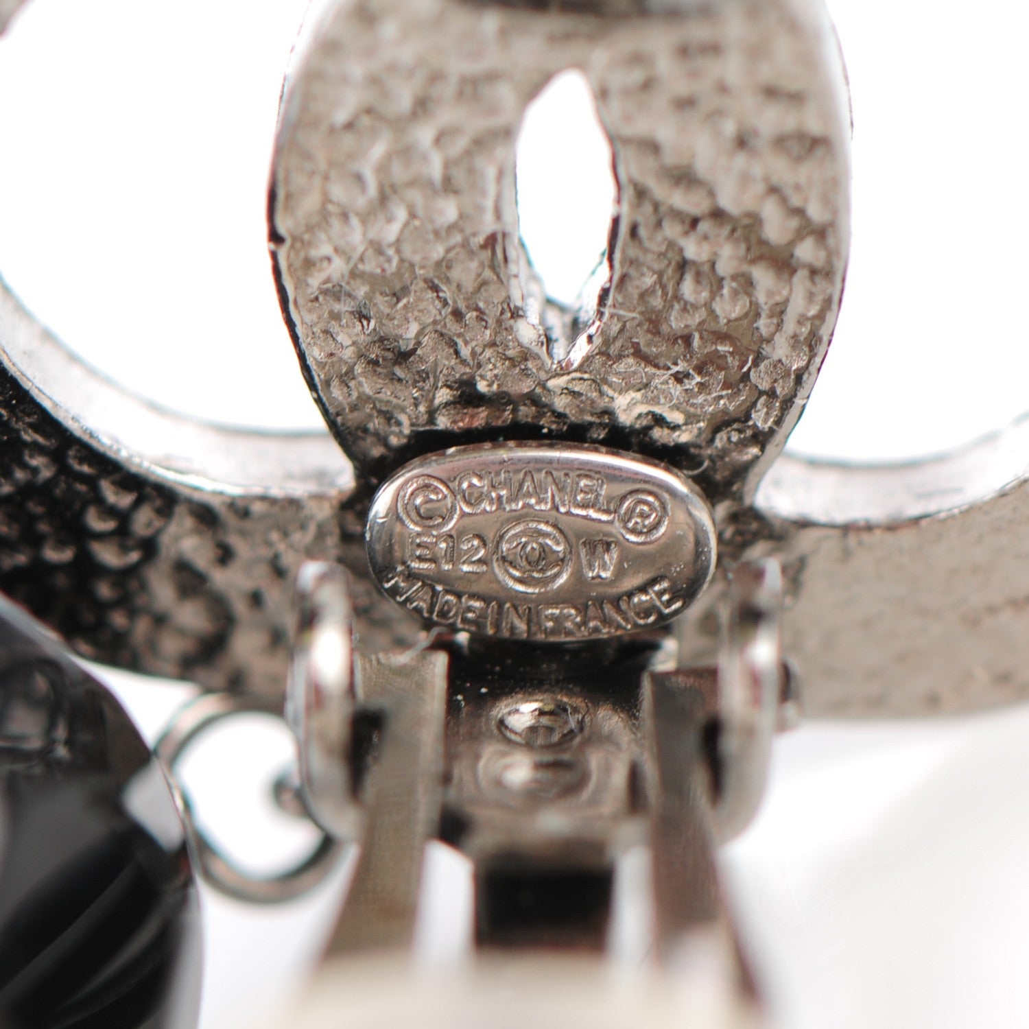 Chanel Ruthenium CC Bead Drop Clip On Earrings Black 4 of 5