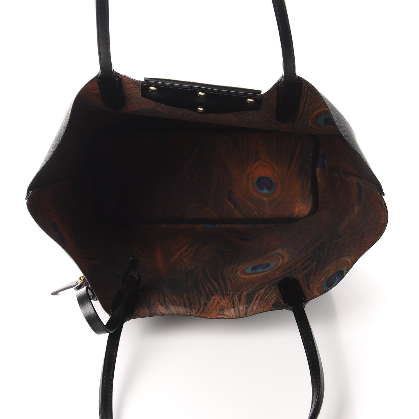 Coated Canvas Peacock Print Small Antigona Tote Black