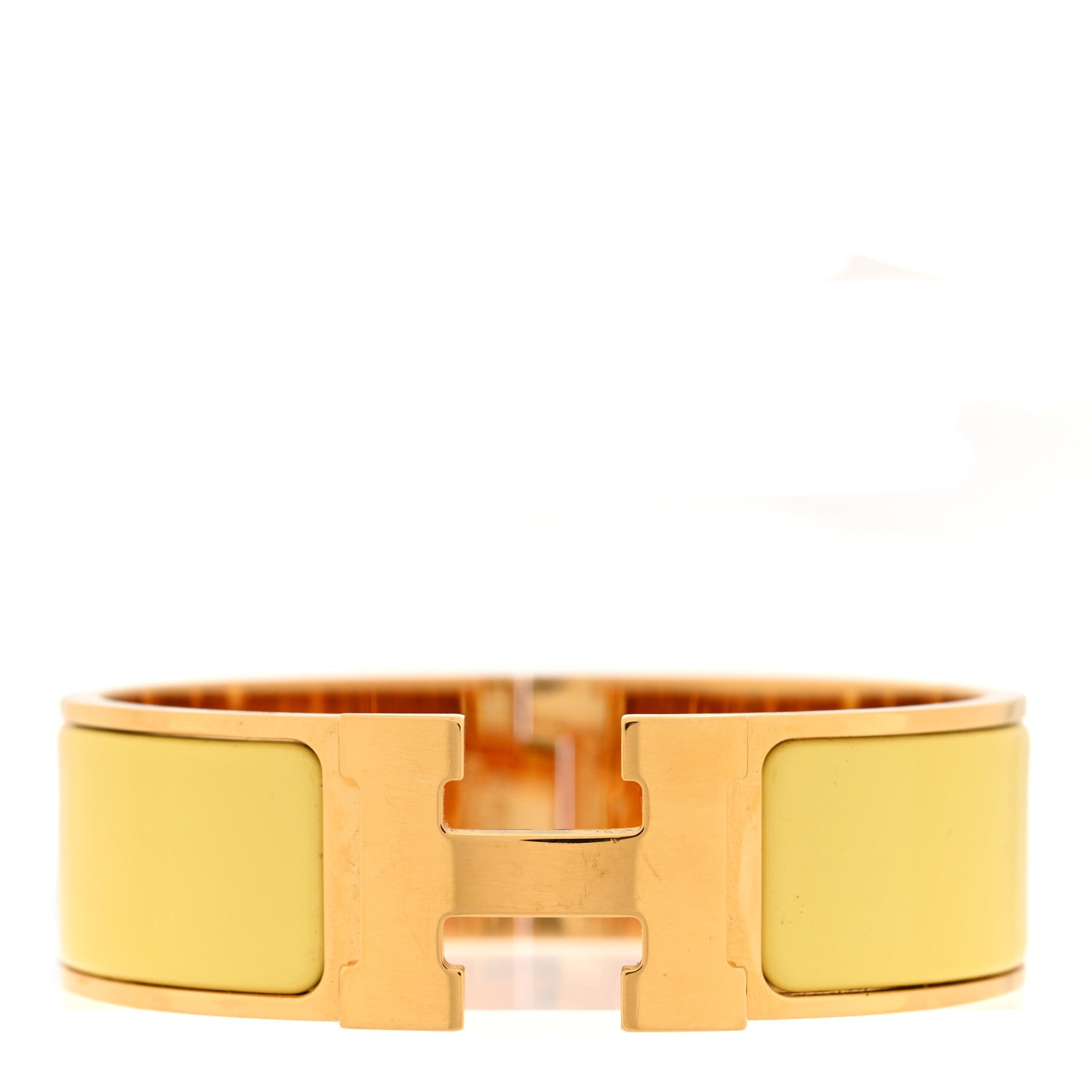Hermes Enamel Wide Clic Clac H Bracelet PM Jaune Citron 1 of 4