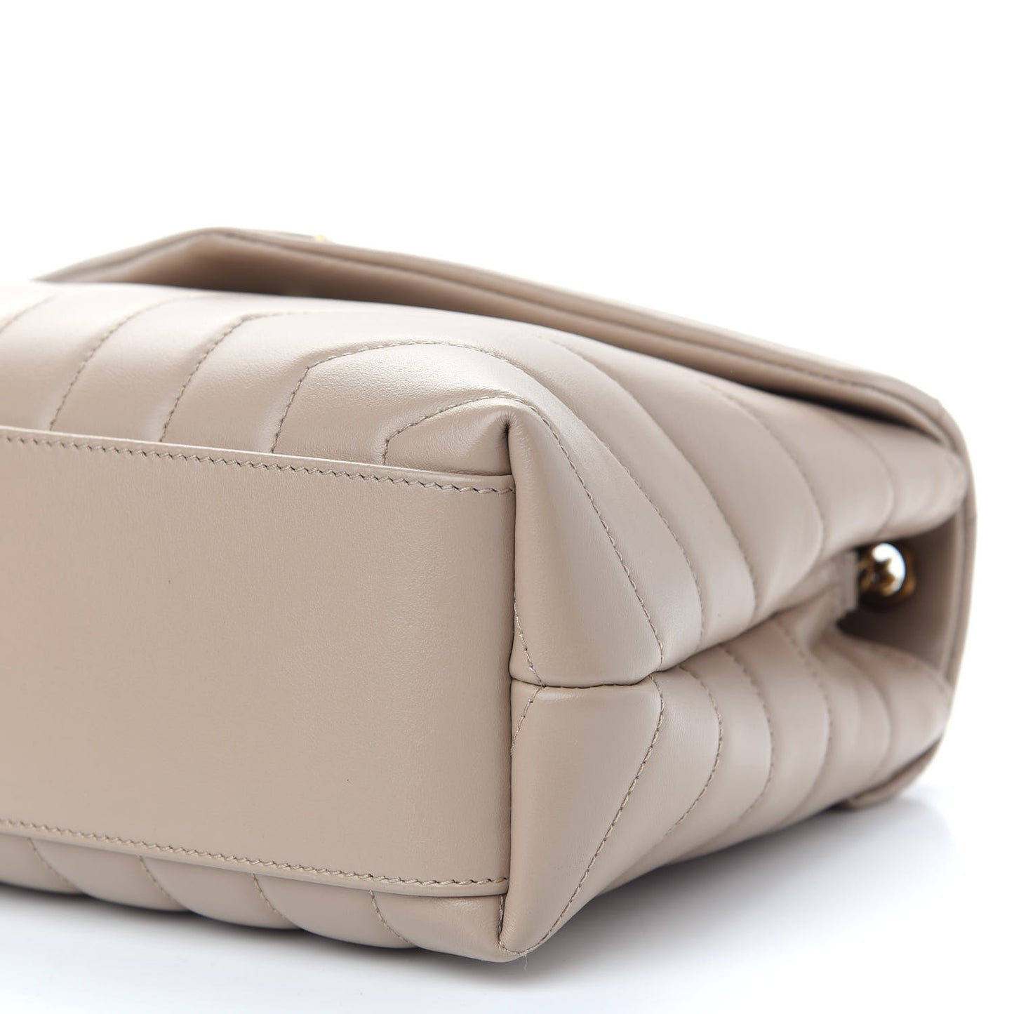 Calfskin Y Quilted Monogram Small Loulou Chain Satchel Dark Beige