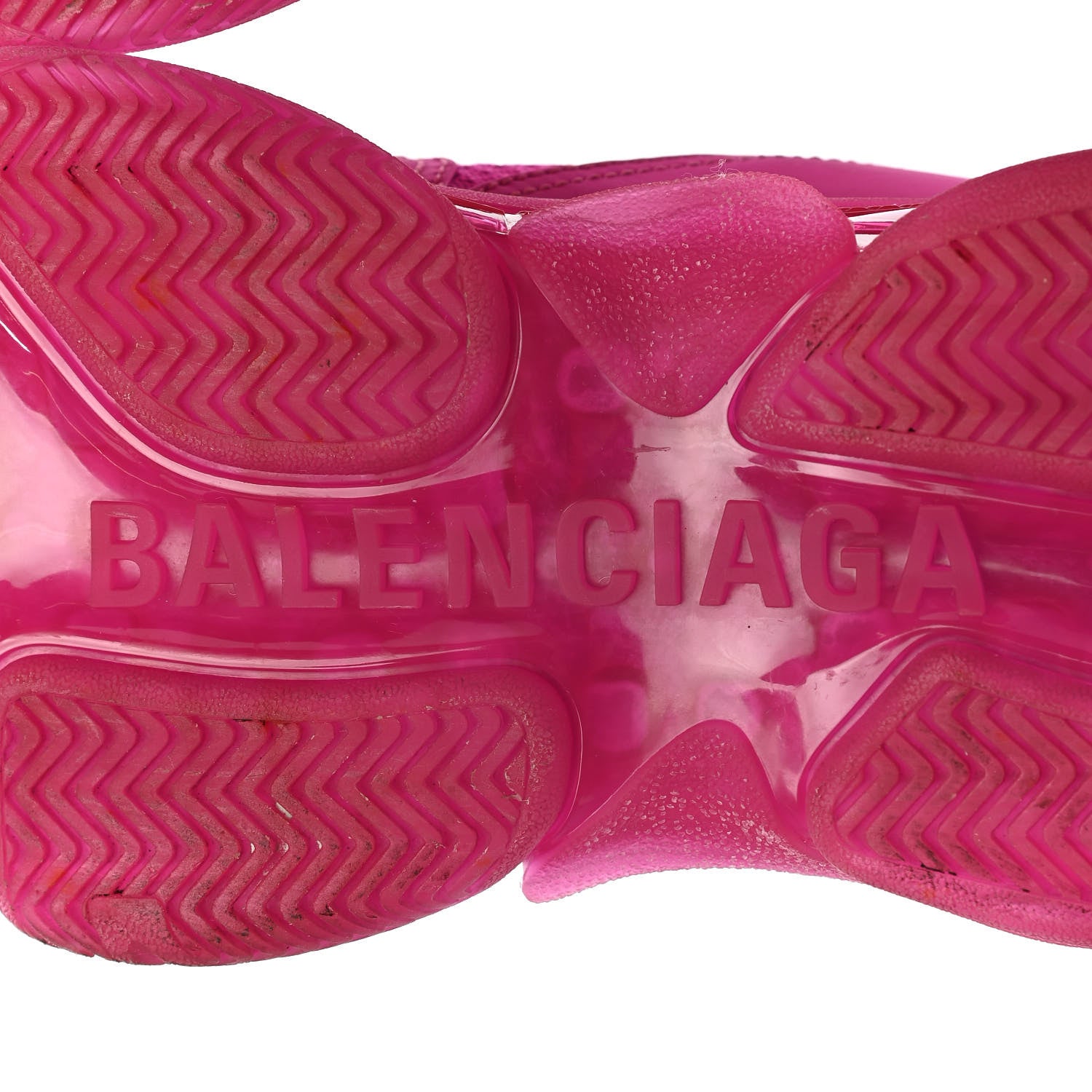 Balenciaga Fabric Mesh Clear Sole Fluo Womens Triple S Sneakers 40 Pink 6 of 11
