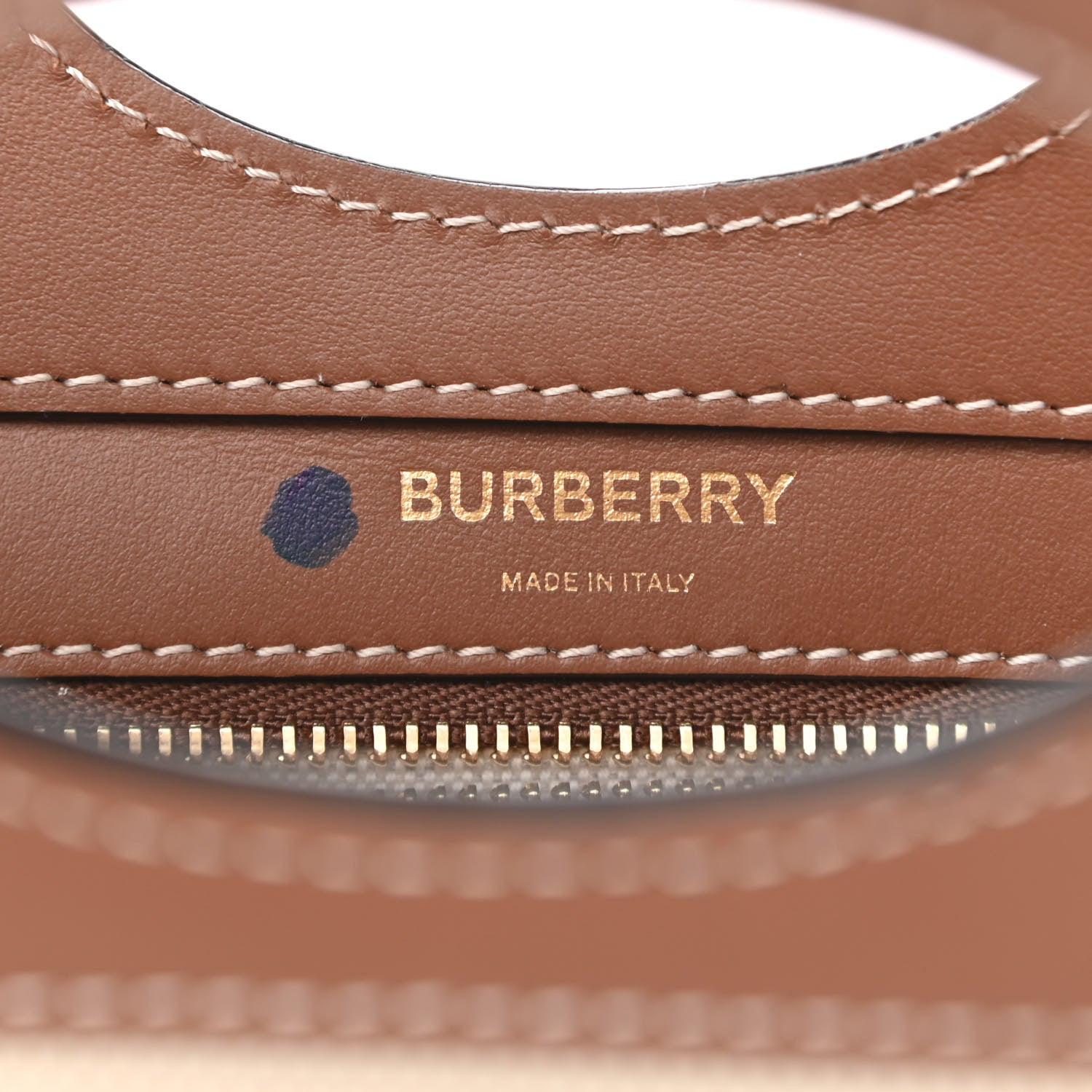 Burberry Canvas Smooth Calfskin Two Tone Mini Pocket Bag Natural Malt Brown 6 of 9