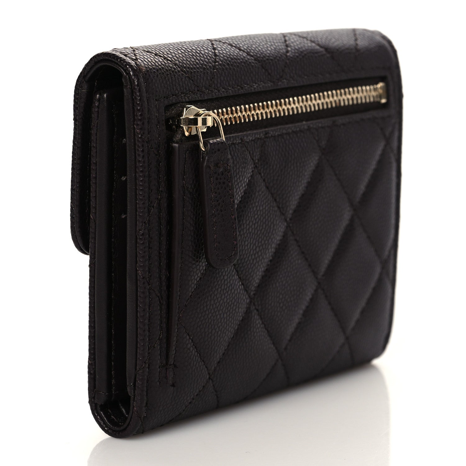 Chanel Caviar Quilted Compact Flap Wallet Dark Brown 3 of 10