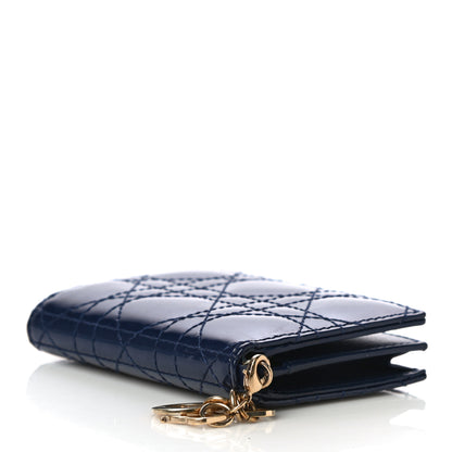 Christian Dior Patent Cannage Lady Dior Card Holder Blue 4 of 12