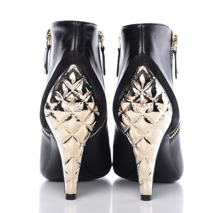 Chanel Lambskin Suede CC Short Boots 38.5 Black 8 of 9